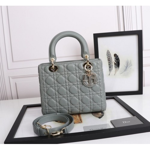 SAC FEMME DIOR MOYEN Cannage Agneau M0565E gris