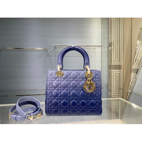 SAC FEMME DIOR MOYEN Agneau Cannage Dégradé M0565OS bleu