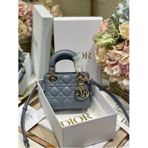 SAC LADY DIOR MICRO DIORAMOUR S08568 Métal Doré Gris