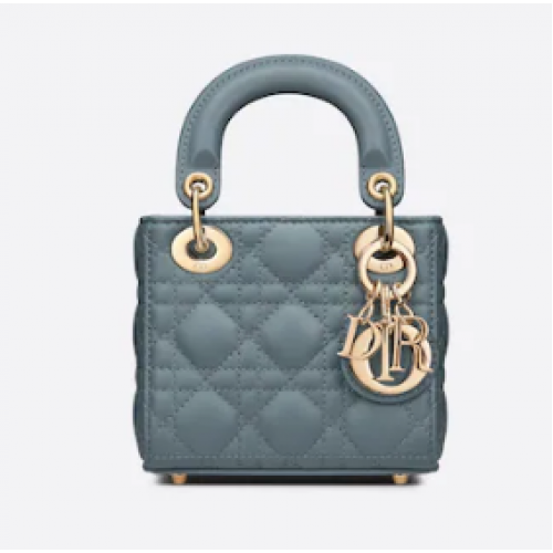 SAC MICRO LADY DIOR Agneau Cannage Bleu Nuage S0856O