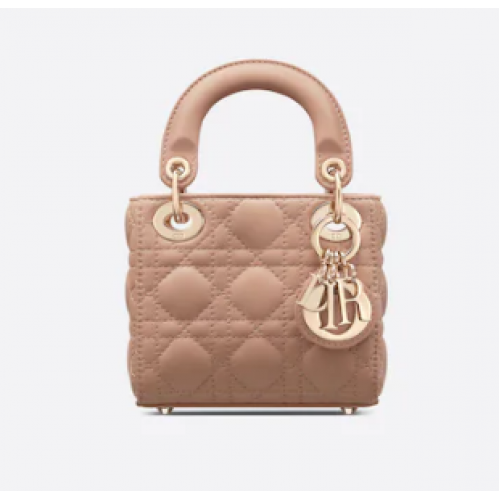 SAC MICRO LADY DIOR Agneau Cannage Rose Des Vents S0856ON