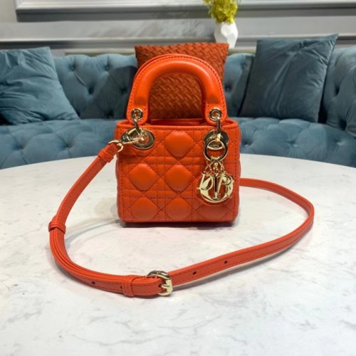 SAC MICRO LADY DIOR Scarlet Cannage Agneau S0856O orange&or