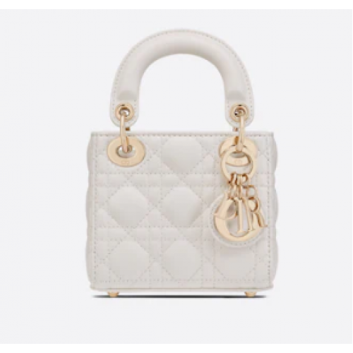 SAC MICRO LADY DIOR Scarlet Cannage Lambskin S0856O white&gold