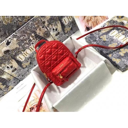 SAC À DOS MINI DIOR Cannage Agneau M9222 rouge