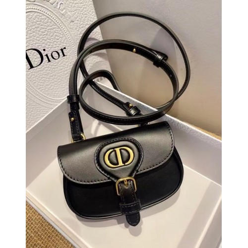 MINI DIOR SAC BOBBY Cuir de veau box taupe chaud S5109U NOIR