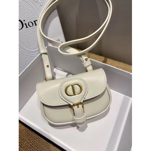 MINI DIOR BOBBY BAG Warm Taupe Box Calfskin S5109U BLANC