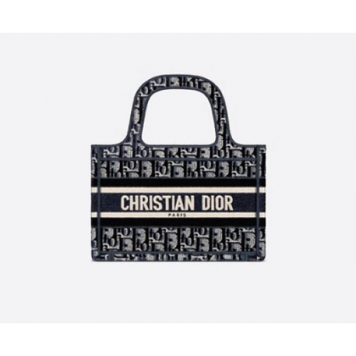 MINI DIOR BOOK TOTE Bleu Velours Brodé Dior Oblique S5475Z