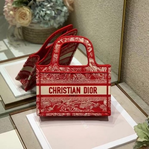 MINI DIOR BOOK TOTE Broderie S5475Z rouge