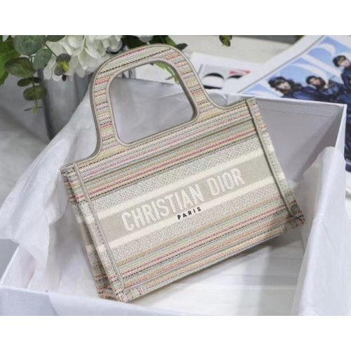 MINI DIOR BOOK TOTE Broderie Rayures Multicolores S5475Z