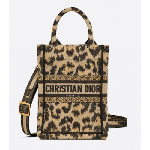MINI DIOR BOOK TOTE PHONE BAG Beige Multicolore Broderie Mizza S5555CRHM