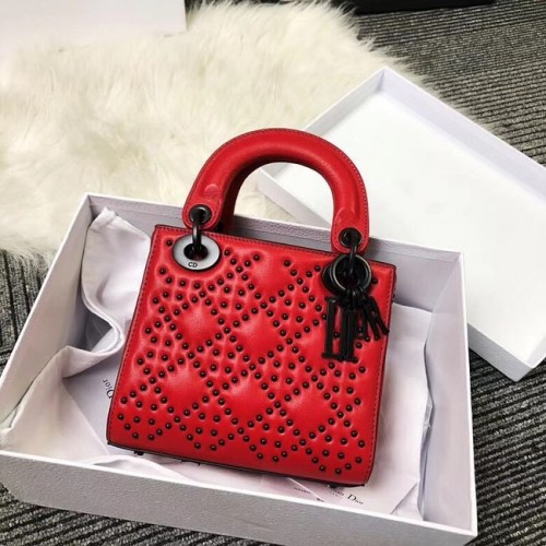MINI SAC LADY DIOR CUIR DE VEAU M0598S rouge