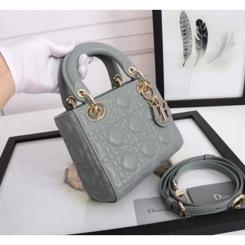 MINI SAC LADY DIOR Agneau M0566OE gris&or