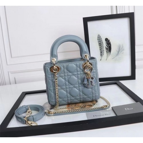 MINI SAC LADY DIOR Agneau M0566OE bleu clair