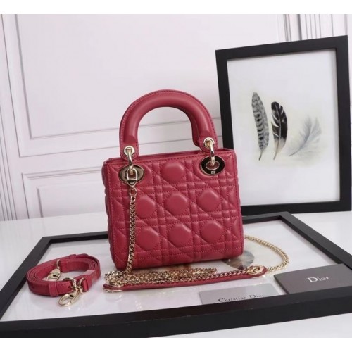 MINI SAC LADY DIOR Agneau M0566OE rouge