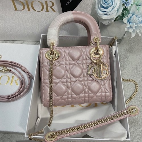 MINI SAC LADY DIOR Agneau M0566OW Poudre nacrée&or