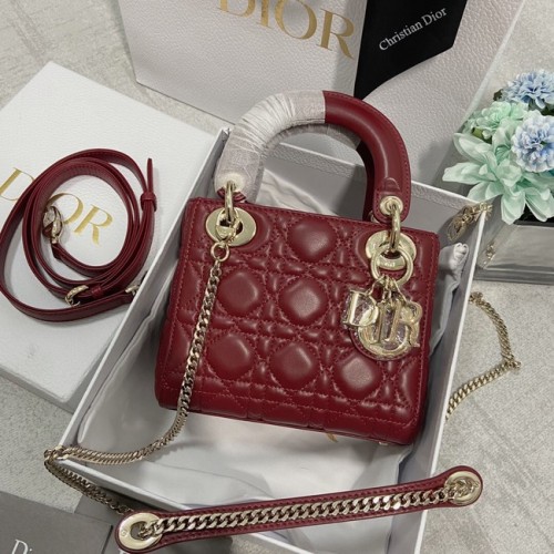 MINI SAC LADY DIOR Agneau M0566OW Bordeaux&or