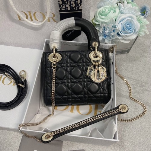 MINI SAC LADY DIOR Agneau M0566OW noir&or