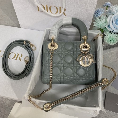 MINI SAC LADY DIOR Agneau M0566OW gris&or