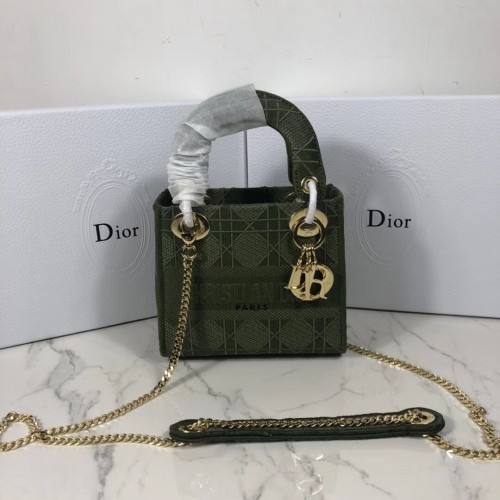 MINI SAC CABAS LADY DIOR EN TOILE BRODÉE C4531 Vert noir