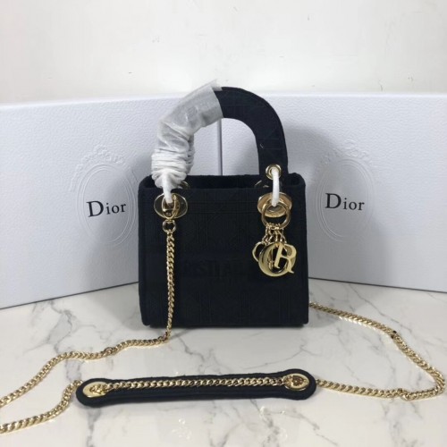 MINI SAC CABAS LADY DIOR EN TOILE BRODÉE C4531 noir