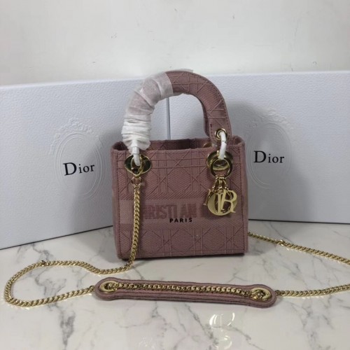 MINI SAC CABAS LADY DIOR EN TOILE BRODÉE C4531 rose