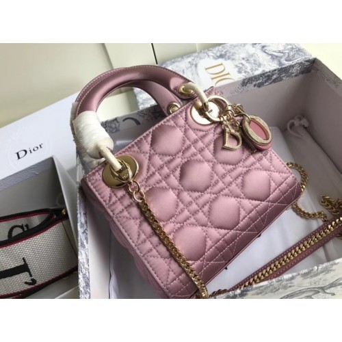 SAC MINI LADY DIOR SATIN M424 Rose Violet