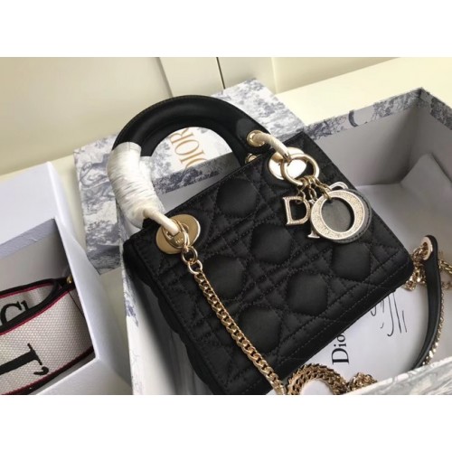 SAC MINI LADY DIOR SATIN M424 noir