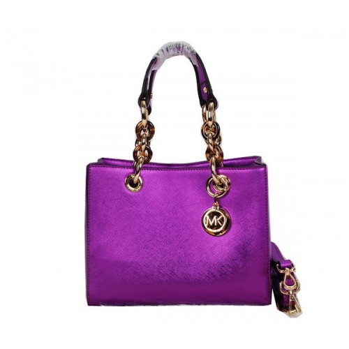 Michael Kors Jet Set Sac De Voyage En Cuir Brillant MK0915 Violet
