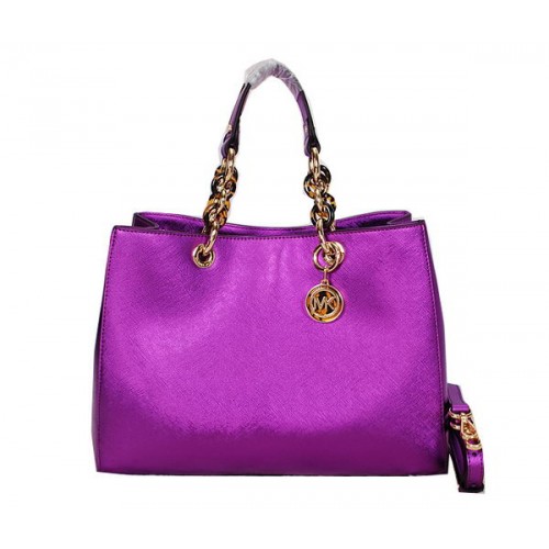 Michael Kors Jet Set Sac De Voyage En Cuir Brillant MK0916 Violet