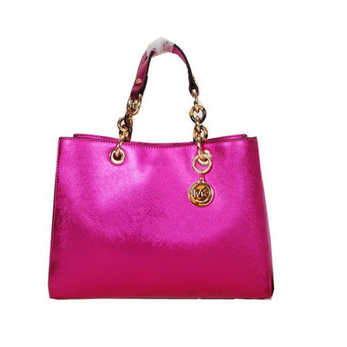 Michael Kors Jet Set Sac De Voyage En Cuir Brillant MK0916 Rose