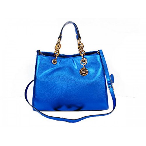 Michael Kors Sac de Voyage Jet Set en Cuir Perlé N8860 Bleu