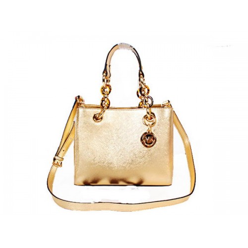 Michael Kors Mini Jet Set Sac de Voyage en Cuir Perlé N8861 Doré