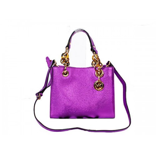 Michael Kors Mini Jet Set Sac de Voyage en Cuir Perlé N8861 Violet