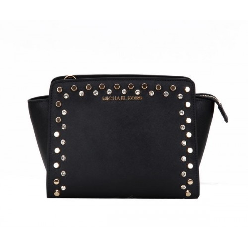 Michael Kors Mini Selma Messenger Bag Original Cuir MK1879 Noir