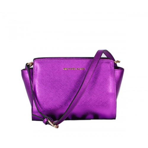 Michael Kors Mini Selma Messenger Bag Original Cuir MK8710 Violet