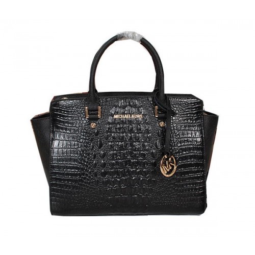 Michael Kors Sac Selma en Cuir Croco MK0909 Noir