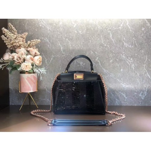 FENDI PEEKABOO ICONIC MINI Sac à perles F1359 noir