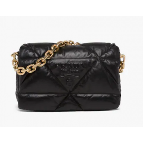 Sac à bandoulière en cuir nappa rembourré 1BD306 noir