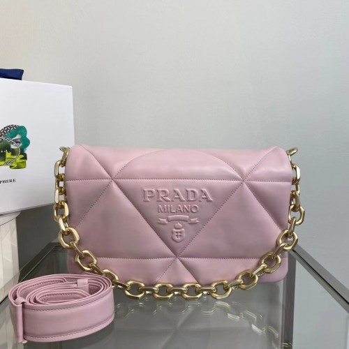 Prada Sac à bandoulière en cuir nappa rembourré 1BD306 rose