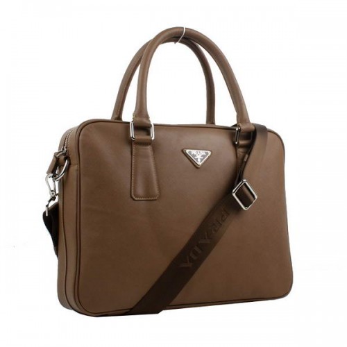 Prada BL0791 Sac à main en cuir de veau Saffiano Marron