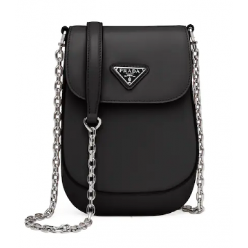 Prada Mini-sac en cuir brossé 1BH185 noir