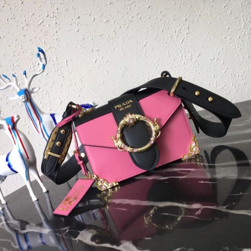 Prada Cahier Sac à bandoulière en cuir 1BD103 Rose