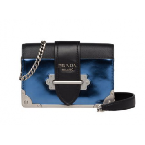 Prada Cahier sac en cuir de veau 1BH018 bleu