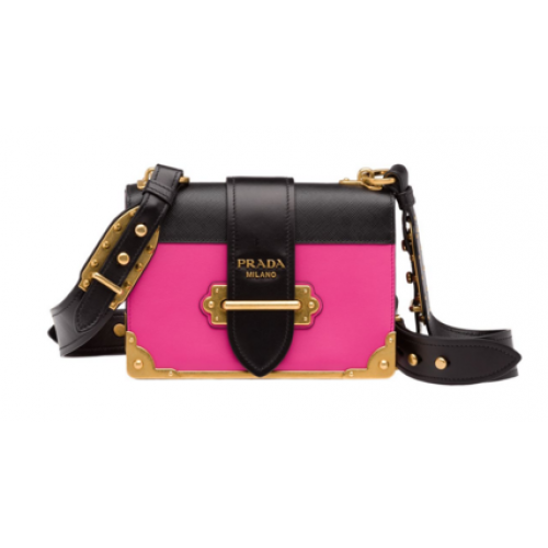 Prada Cahier sac en cuir 1BD045 rose&noir