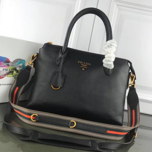 Prada Sac En Cuir De Veau Cuir D'origine 1BA188 Noir