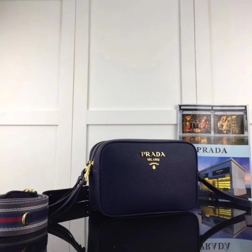 Prada Sac à bandoulière en cuir de veau 1BH082-2B Bleu Royal
