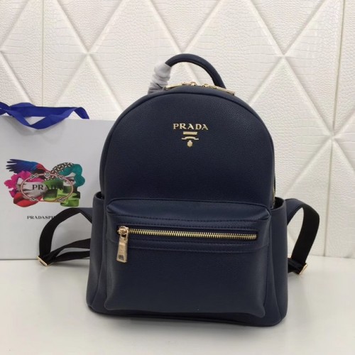 Prada Sac à dos en cuir de veau 2819 bleu foncé