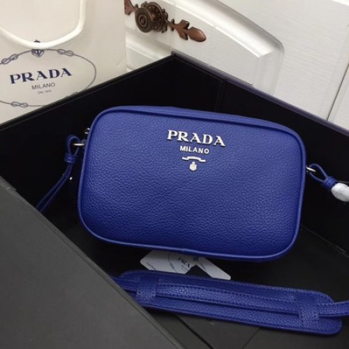 Prada Sac à bandoulière en cuir de veau 1841 bleu
