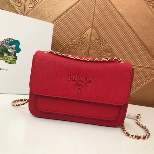 Prada Sac à bandoulière en cuir de veau 3011 rouge