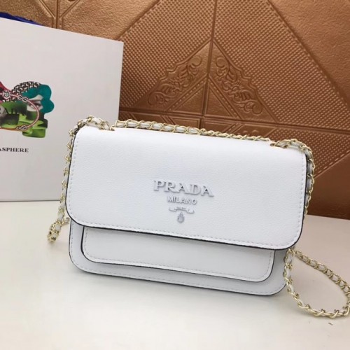 Prada Sac à bandoulière en cuir de veau 3011 blanc